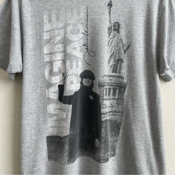 ZION ROOTSWEAR Light Grey John Lennon Imagine Peace NYC Short Sleeve Graphic Tee - Picture 4 of 9